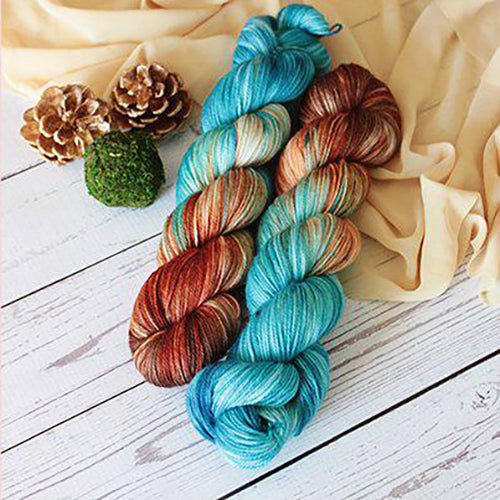 Yarn Bundle Synthetic Variegated - Blues and Green with White