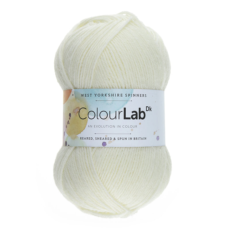 West Yorkshire Spinners Colour Lab DK in Artic White, a bright white color.