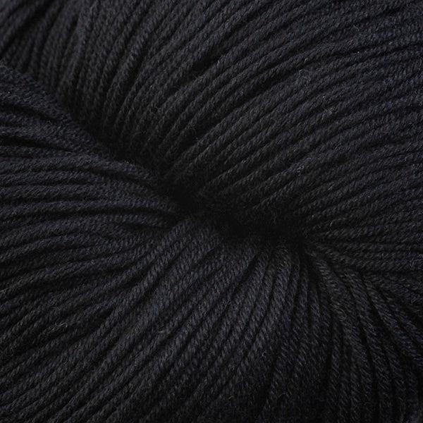 Detail of Berroco Modern Cotton in Longspur 6634,  a black yarn.