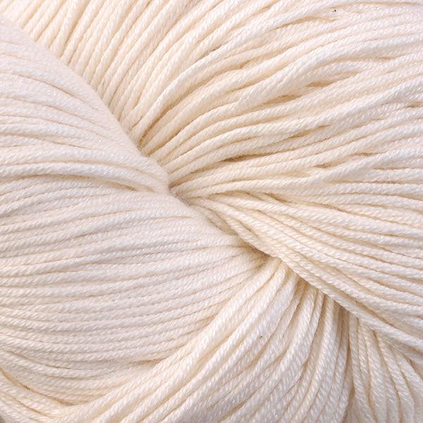 Detail of Berroco Modern Cotton in Sandy Point 6601, a warm, off white.