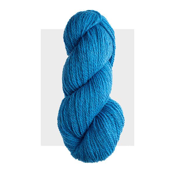 Skein of Harrisville Highland Azure, a bright turquoise.