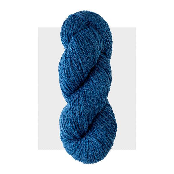 Skein of Harrisville Highland Cobalt, a dark blue with a touch of green.