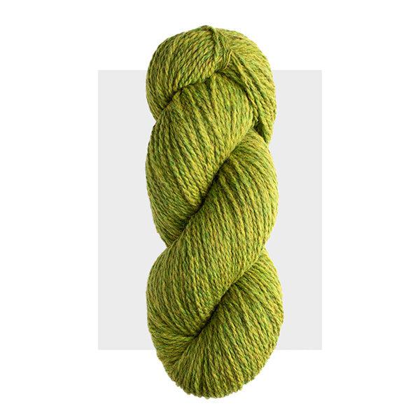 Skein of Harrisville Highland Grass, a bright yellow green.