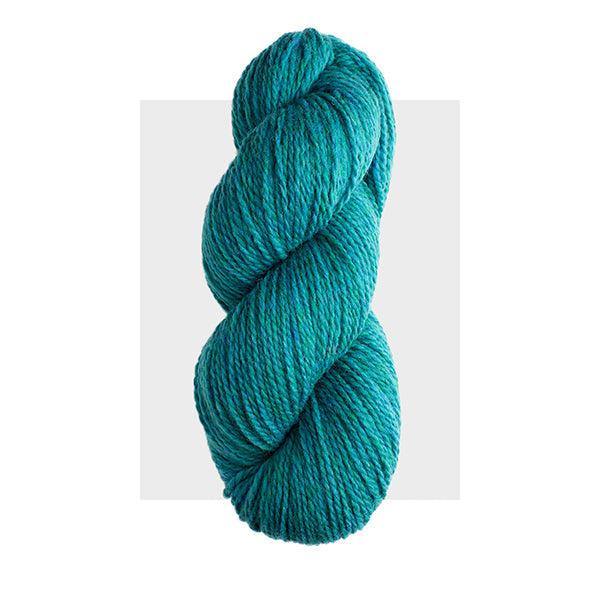 Skein of Harrisville Highland Peacock, a medium teal. 