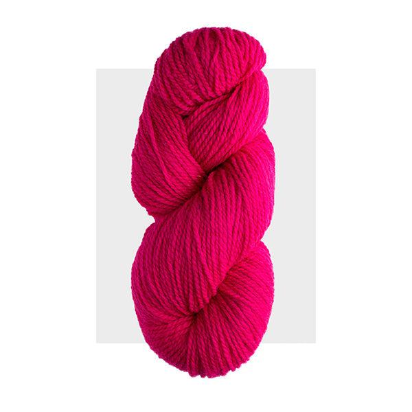 Skein of Harrisville Highland Pink, a bright rosy pink.