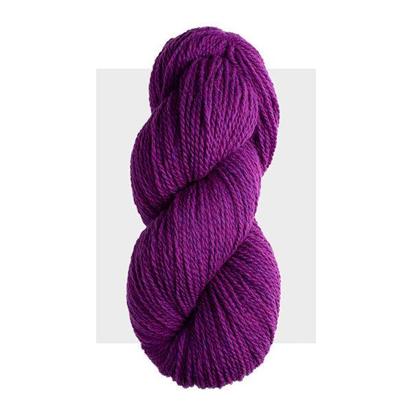 Skein of Harrisville Highland Plum, a deep magenta purple.