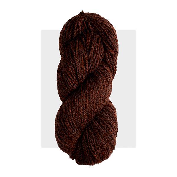 Skein of Harrisville Highland Teak, a medium  brown with tones of yellow.