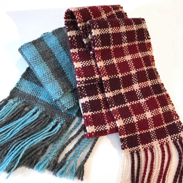 Picture of two woven scarves. 